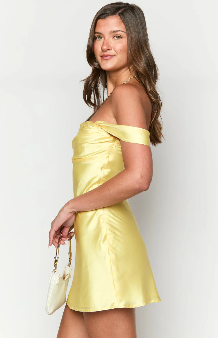 Zoella Yellow Off The Shoulder Mini Dress - US 12