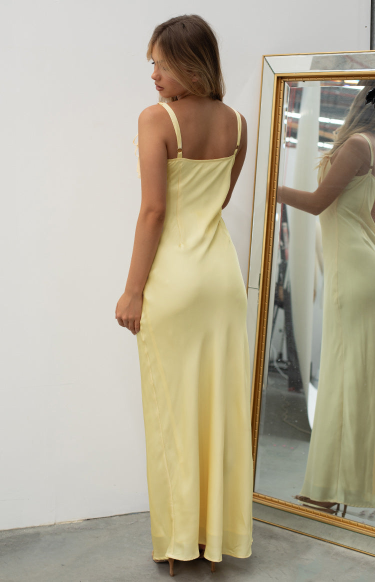 Zya Yellow Satin Maxi Dress – Beginning Boutique US