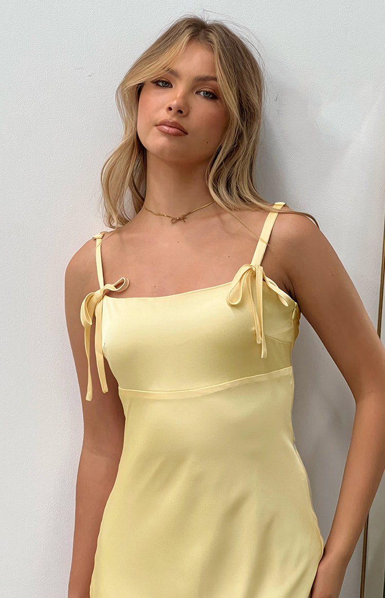 Zya Yellow Satin Maxi Dress – Beginning Boutique US