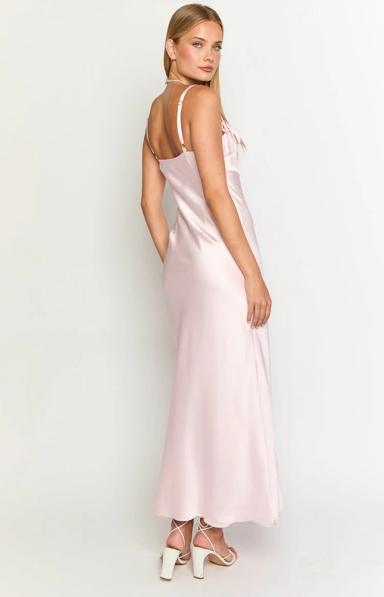 Zya Light Pink Satin Maxi Dress - 10 | Beginning Boutique Exclusive Zya Light Pink Satin Maxi Dress - 10 | Beginning Boutique Exclusive