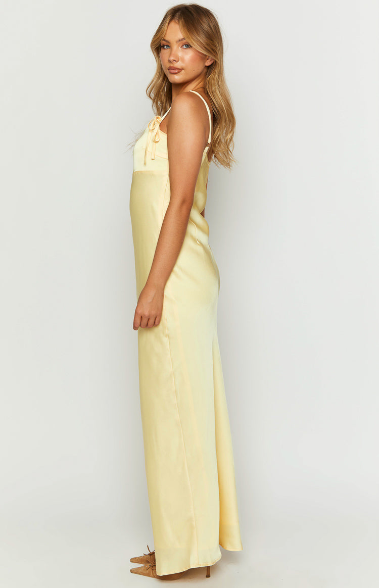 Zya Yellow Satin Maxi Dress | Beginning Boutique US
