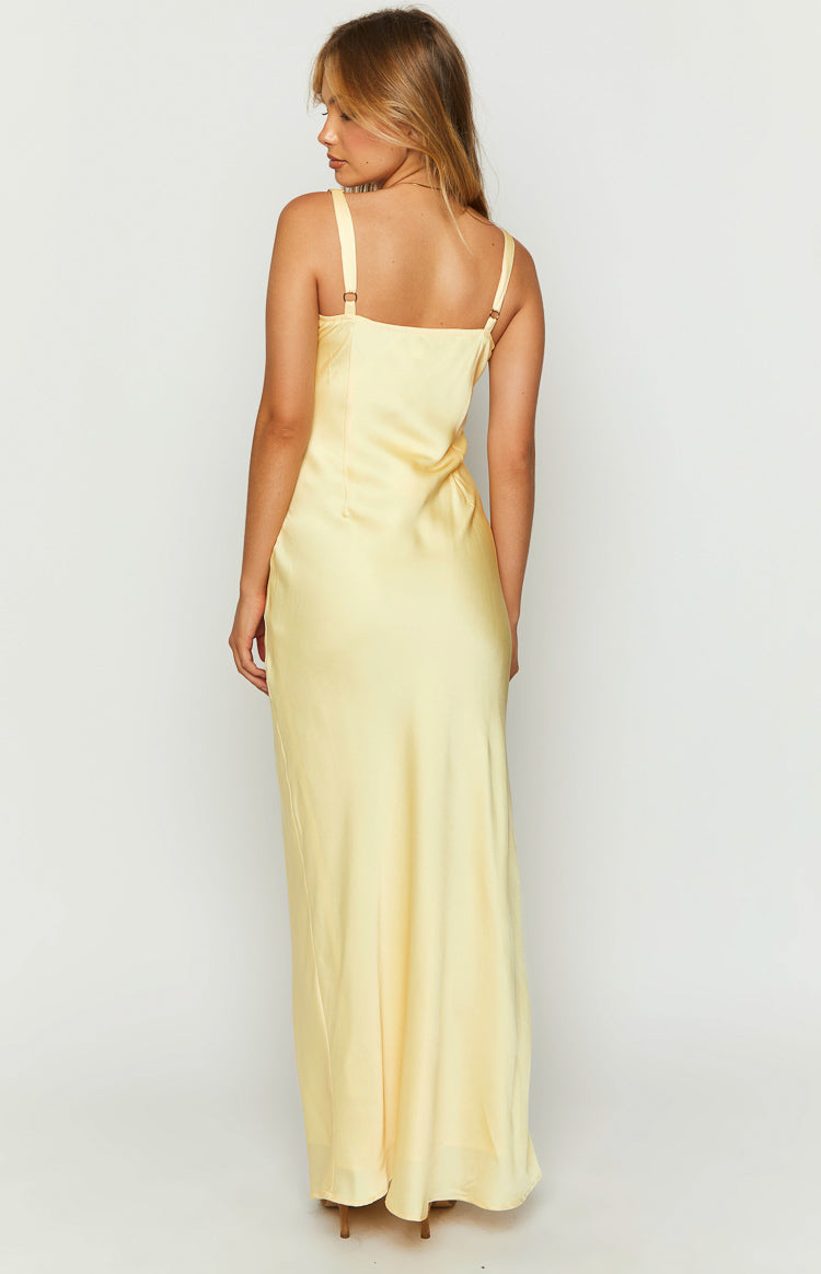 Zya Yellow Satin Maxi Dress | Beginning Boutique US