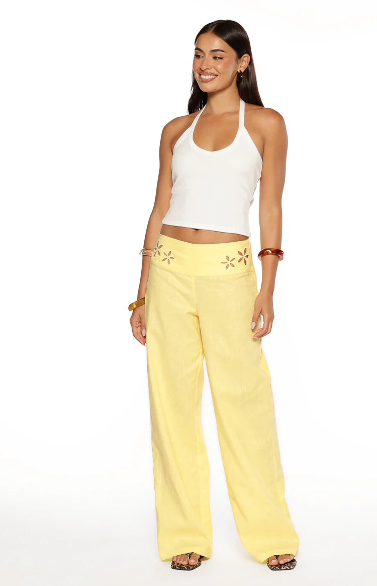 Alamara Yellow Floral Detail Wide Leg Pants - PRE ORDER