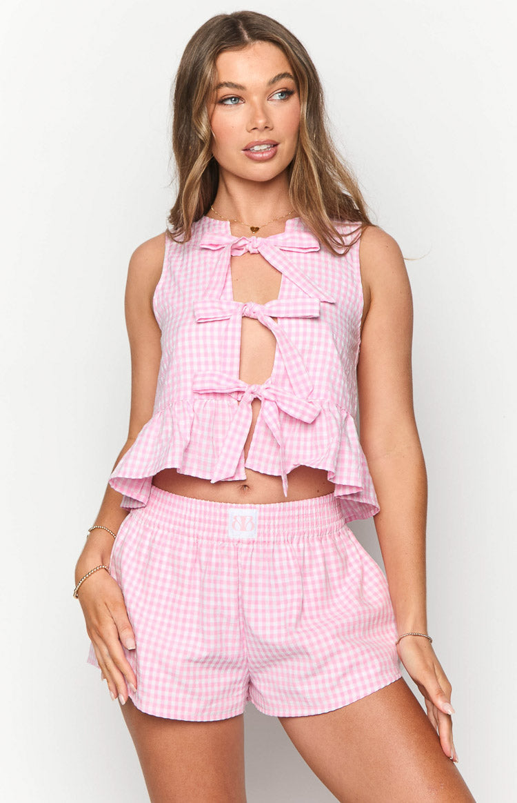 Baxter Pink Gingham Top | Beginning Boutique US
