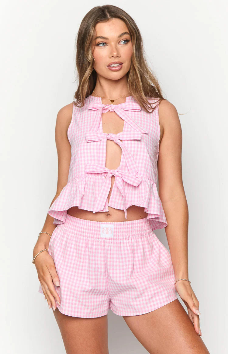Baxter Pink Gingham Top | Beginning Boutique US