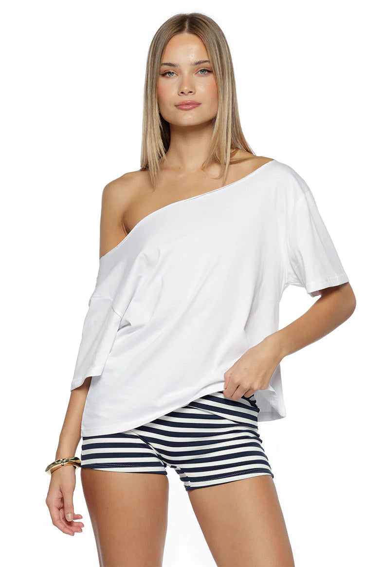 Bennie Navy Stripe Foldover Micro Shorts