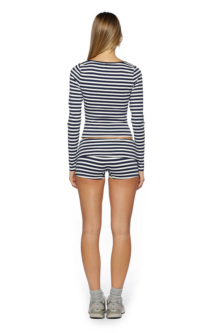 Bennie Navy Stripe Foldover Micro Shorts