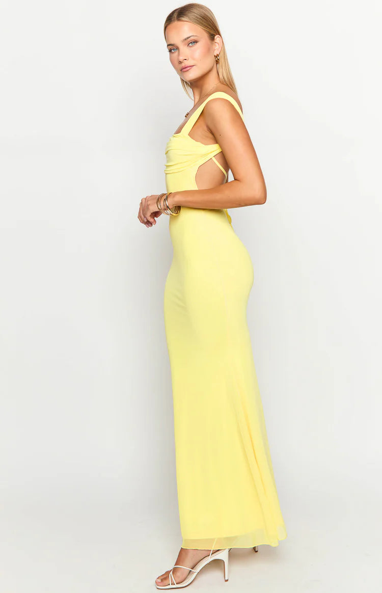Beverley Yellow Mesh Maxi Dress - US 4