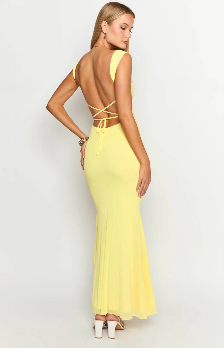 Beverley Yellow Mesh Maxi Dress - 4 | Beginning Boutique Exclusive Beverley Yellow Mesh Maxi Dress - 4 | Beginning Boutique Exclusive