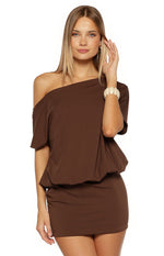 Bisou Brown Off Shoulder Mini dress Image