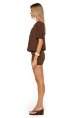 Bisou Brown Off Shoulder Mini dress Image