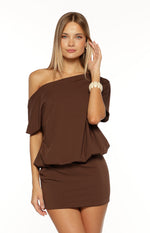 Bisou Brown Off Shoulder Mini dress Image
