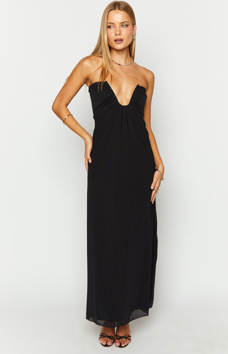 eden strapless maxi dress black Braelyn formal dinners pure silk gown Women's Dress Dresses for Color:Smoke/Blue