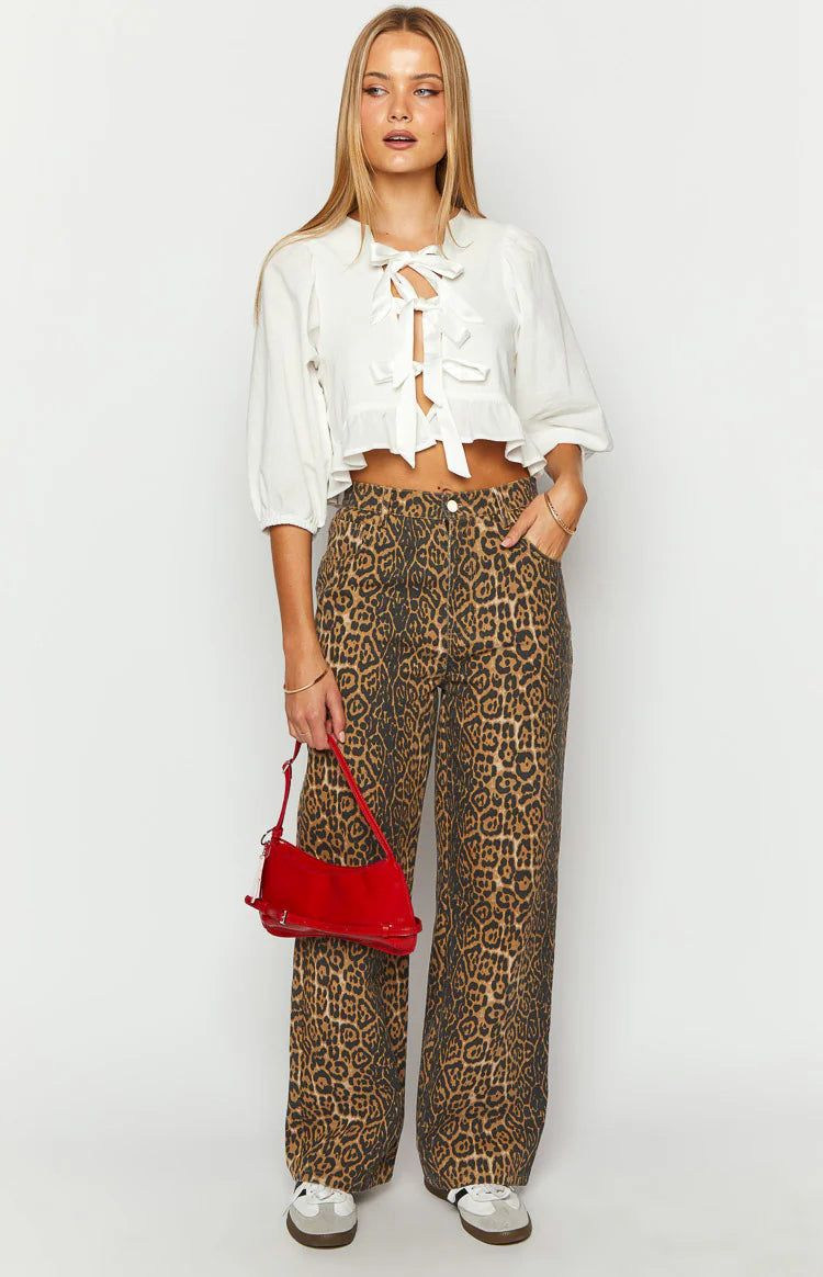 Brunet Leopard Print Straight Leg Jeans