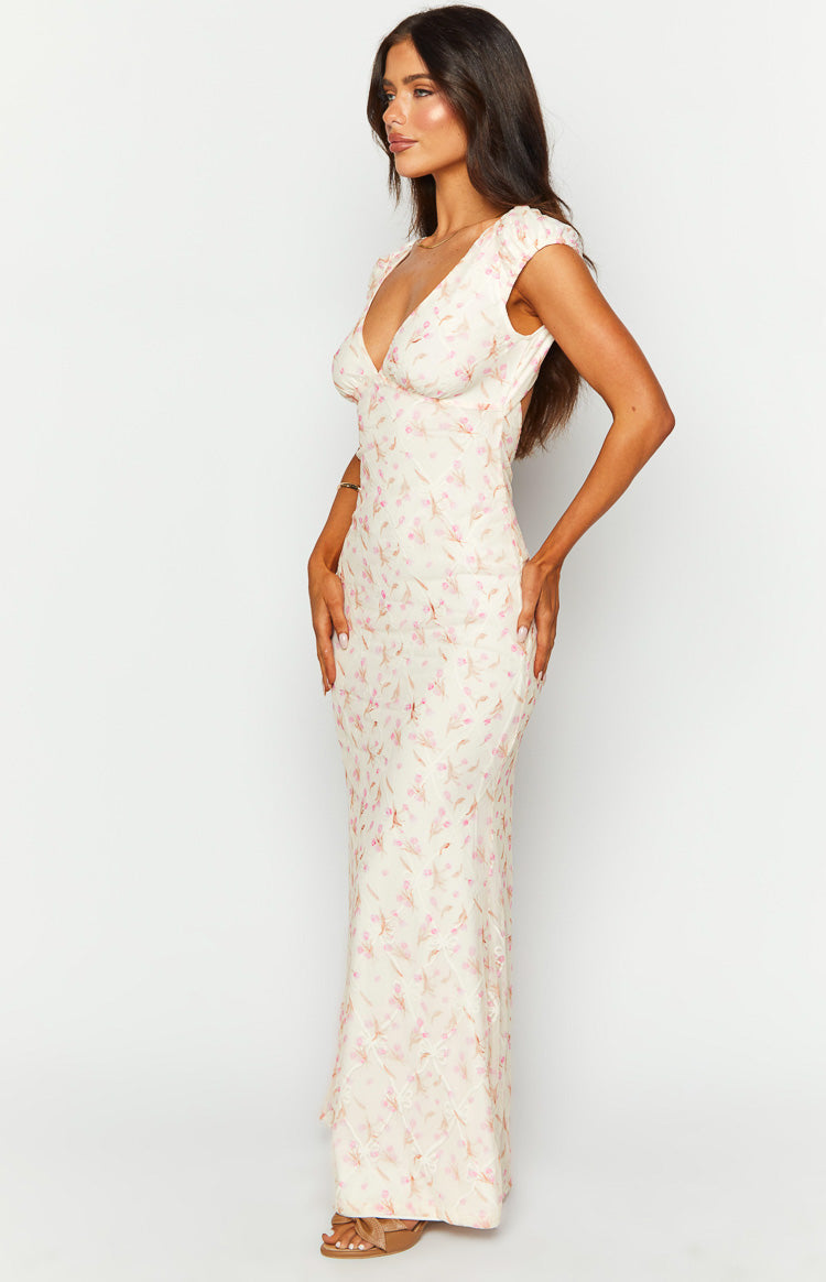 beginning boutique white maxi dress Cali White Floral Maxi Dress - US 14