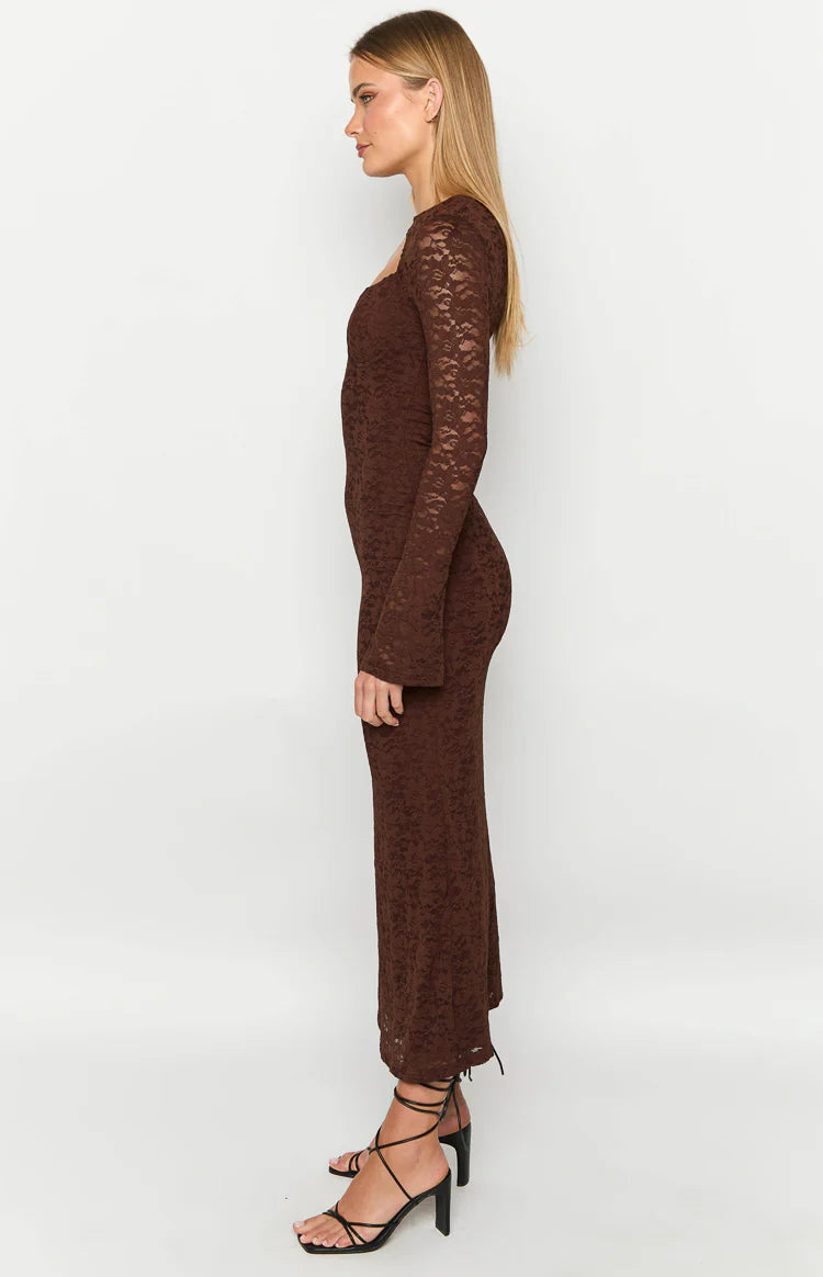 Camielle Brown Maxi Dress - US 6 | Beginning Boutique Exclusive Camielle Brown Maxi Dress - US 6 | Beginning Boutique Exclusive
