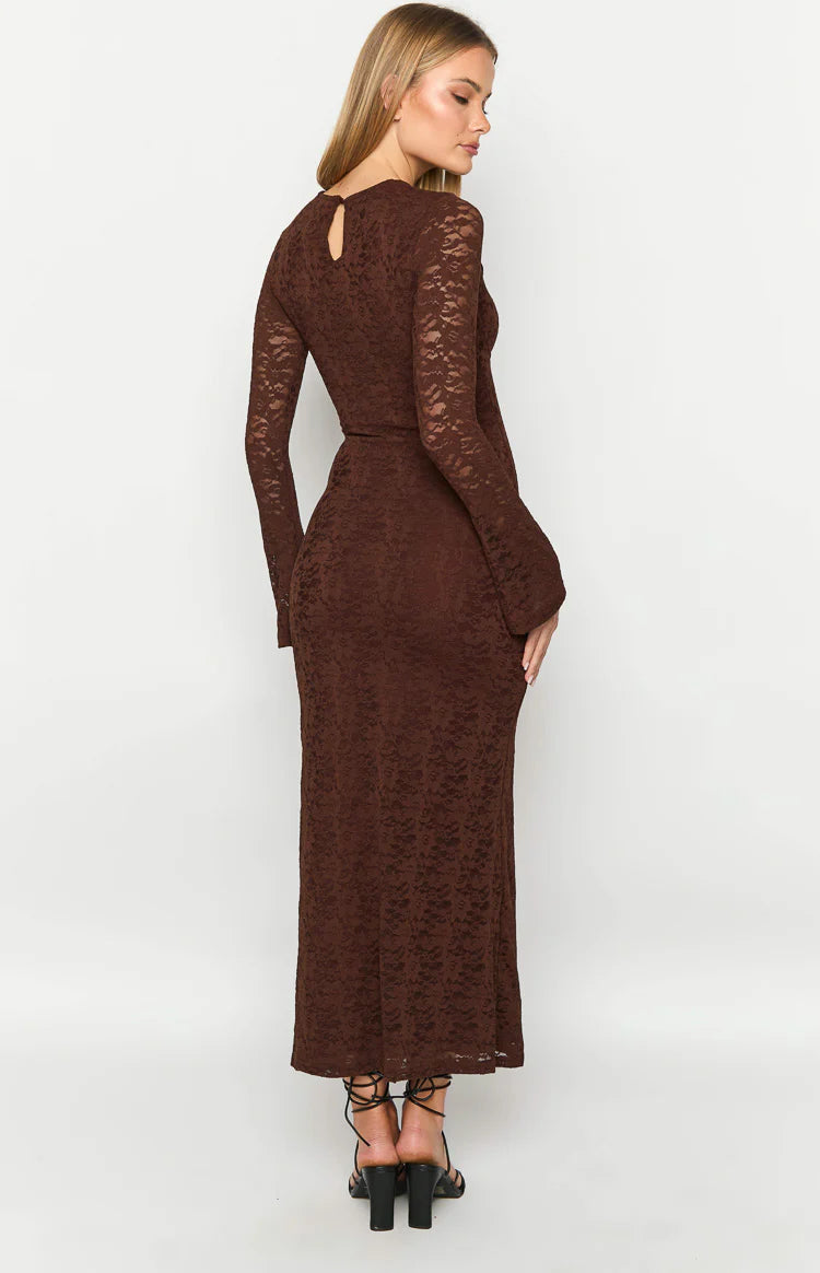Camielle Brown Maxi Dress - US 6 | Beginning Boutique Exclusive Camielle Brown Maxi Dress - US 6 | Beginning Boutique Exclusive