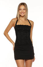 Charlee Black Lace Halter Neck Top Image