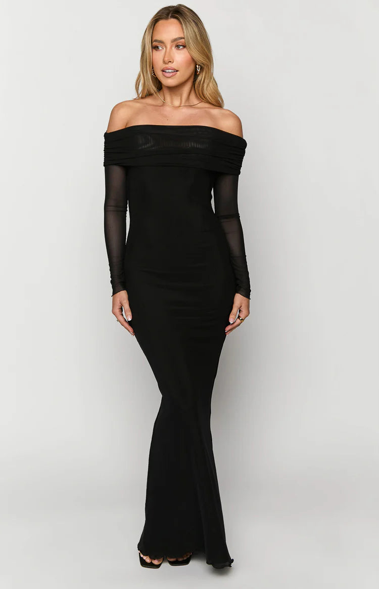 Coraline Black Long Sleeve Maxi Dress - US 0 | Beginning Boutique exclusive Coraline Black Long Sleeve Maxi Dress - US 0 | Beginning Boutique exclusive