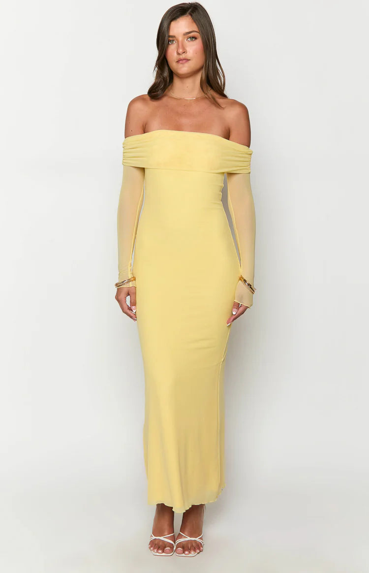 yellow long sleeve homecoming dress Winter Wedding Guest Dresses Long Sleeves High Neck Yellow Prom Dresses Yellow / Custom Size