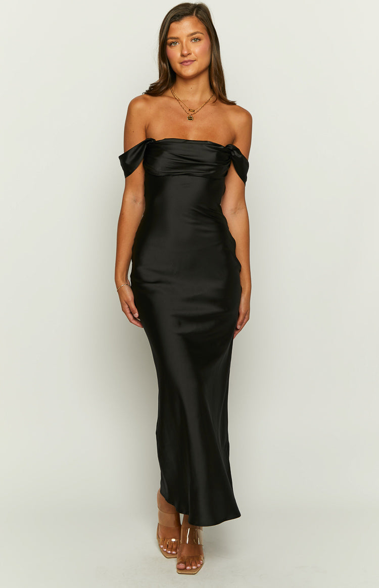 Ella Black Off Shoulder Formal Maxi Dress - US 0 | Beginning Boutique Exclusive Ella Black Off Shoulder Formal Maxi Dress - US 0 | Beginning Boutique Exclusive