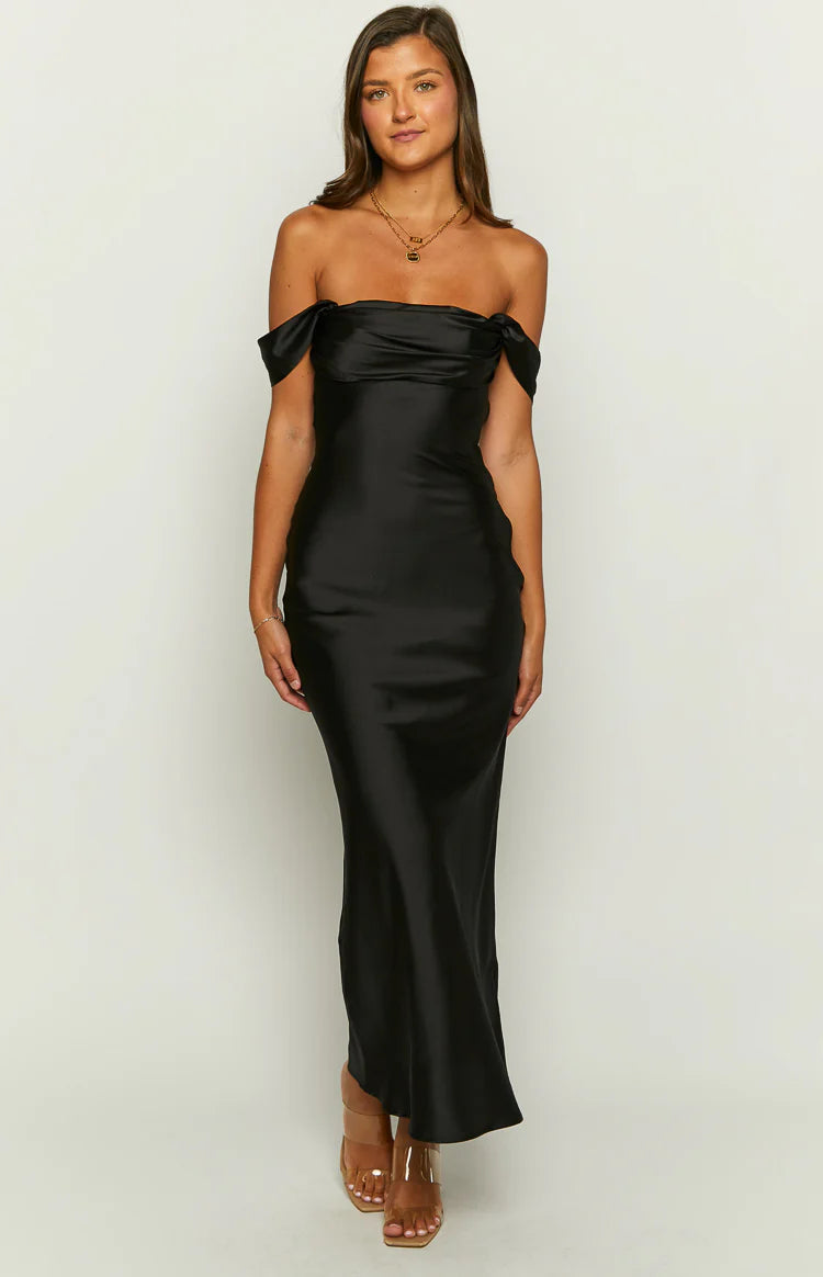 black off the shoulder long sleeve maxi dress ASOS Design - Off-Shoulder Maxi Dress - Women - Viscose/Elastane - 0 US