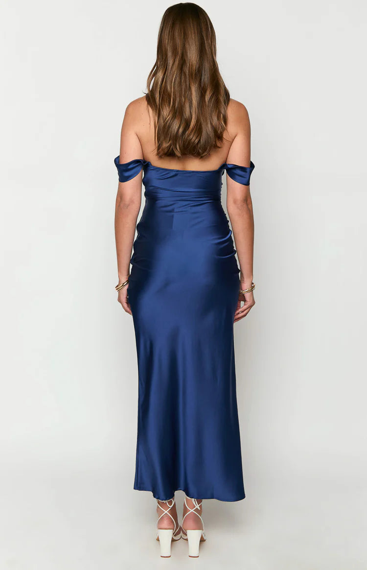 Ella Navy Off Shoulder Formal Maxi Dress - US 18 | Beginning Boutique Exclusive Ella Navy Off Shoulder Formal Maxi Dress - US 18 | Beginning Boutique Exclusive