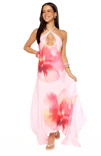 Elowen Pink Floral Halter Maxi Dress - US 6