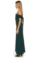 Erica Teal Crepe Off the Shoulder Maxi Dress Image