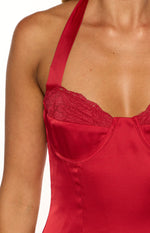 Florenta Red Satin Halter Mini Dress Image