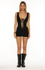 Flux Black Lace Up Playsuit Image