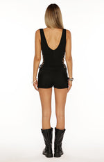 Flux Black Lace Up Playsuit Image