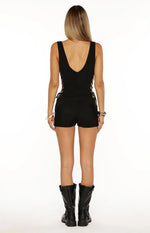 Flux Black Lace Up Playsuit