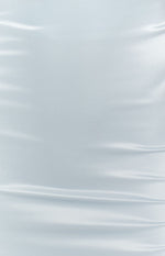 Ice blue satin fabric with a smooth, lustrous finish and soft, flowing drapes