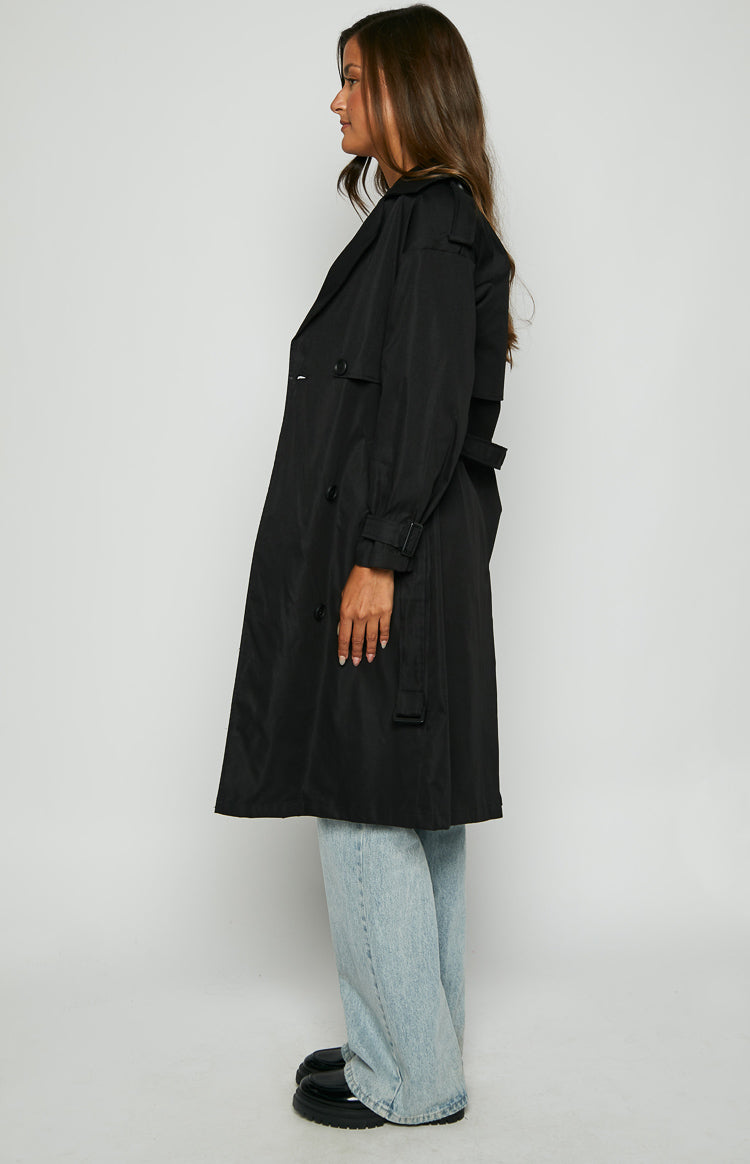 Giselle Black Trench Coat | Beginning Boutique US