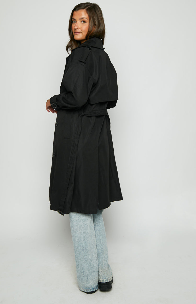 Giselle Black Trench Coat | Beginning Boutique US