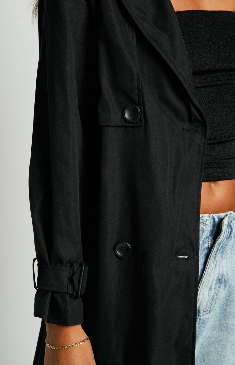 Giselle Black Trench Coat | Beginning Boutique US