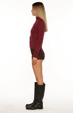 Groove Burgundy Star Zip Up Knit Sweater