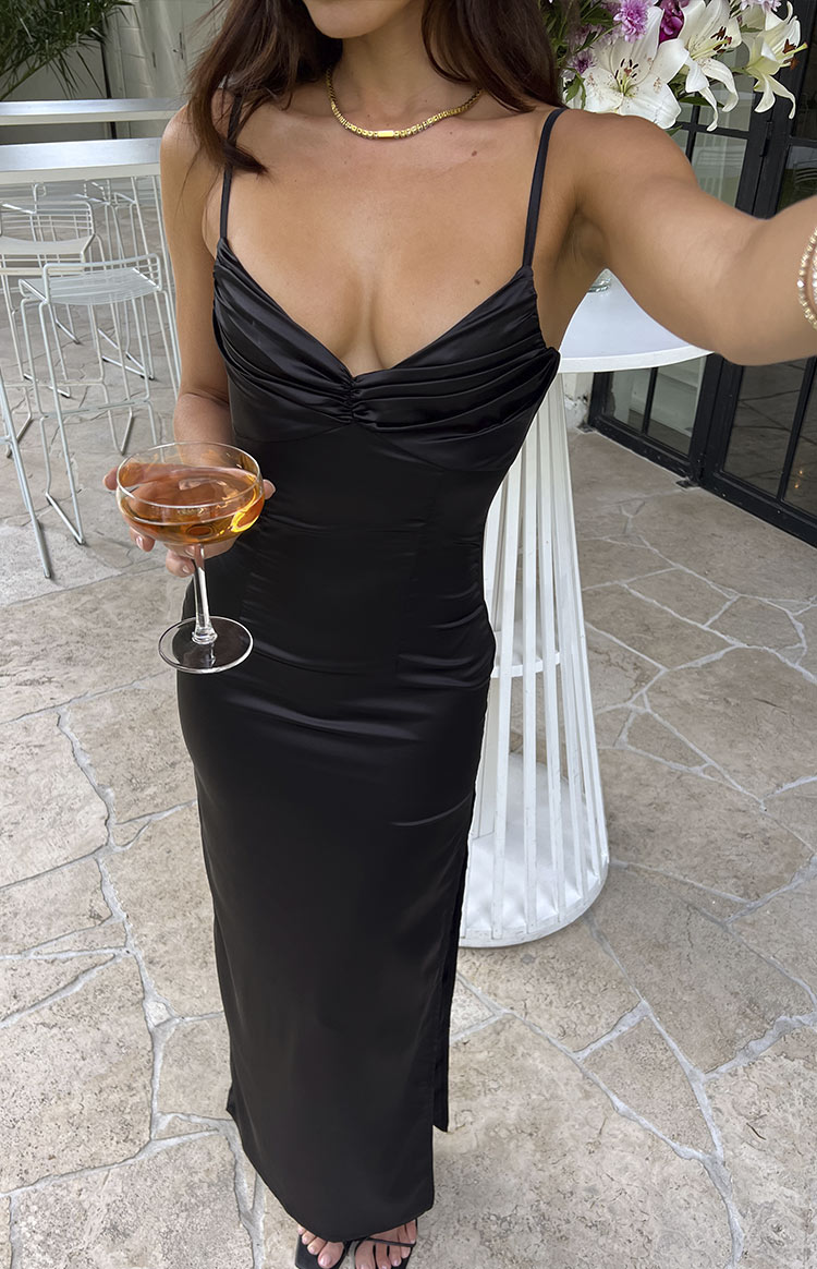 black long day dress Love You So Black Long Sleeve Maxi Dress
