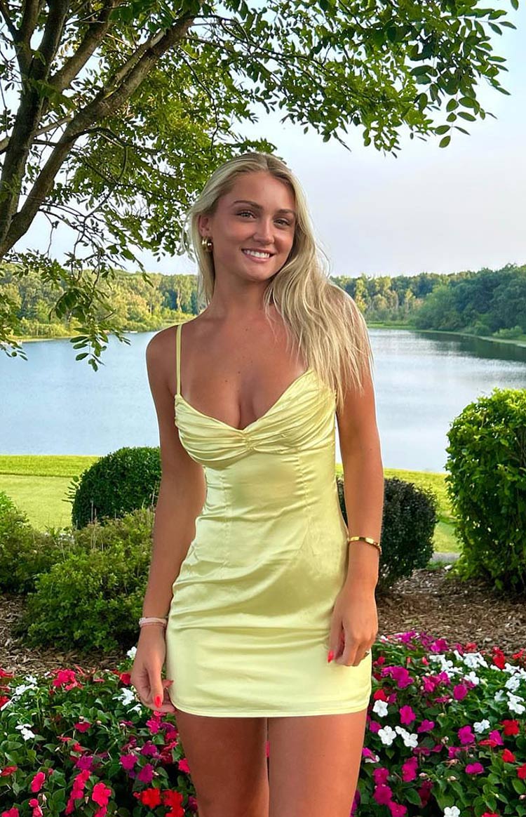 Honey Yellow Mini Dress - US 2 | Beginning Boutique Exclusive Honey Yellow Mini Dress - US 2 | Beginning Boutique Exclusive