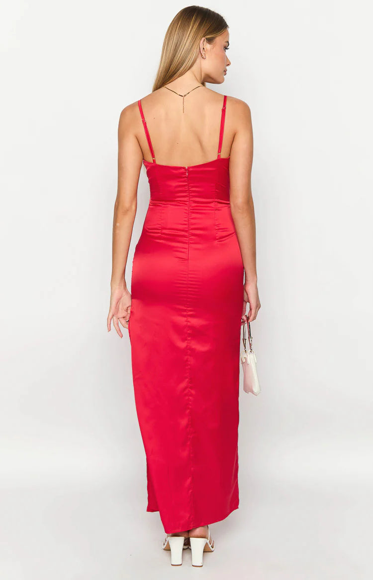 red dress boutique maxi Honey Red Maxi Dress - US 2