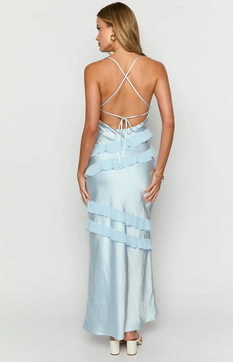 Inara Blue Ruffle Prom Dress | Beginning Boutique US Inara Blue Ruffle Prom Dress | Beginning Boutique US
