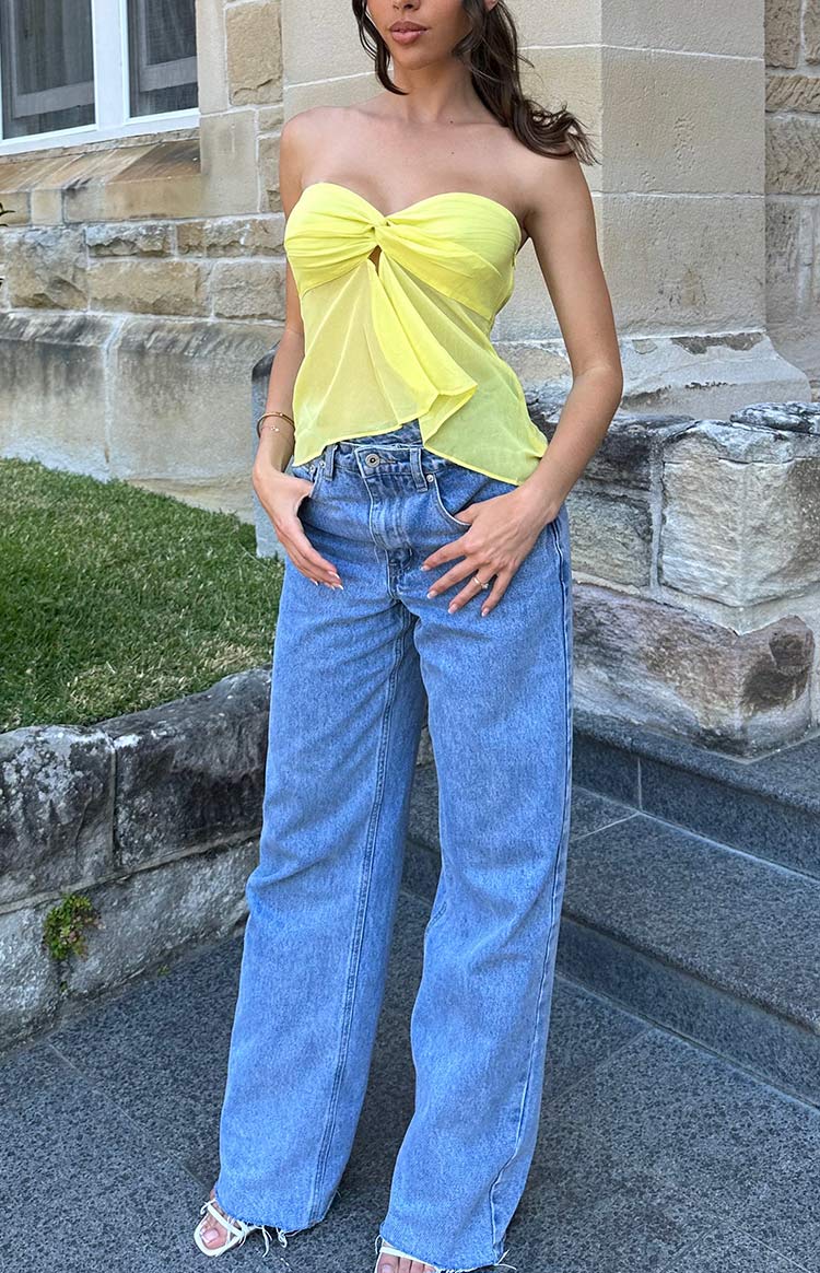 Jacqulin Yellow Strapless Top Image