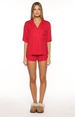 Jamey Burgundy Mini Pajama Shorts Image
