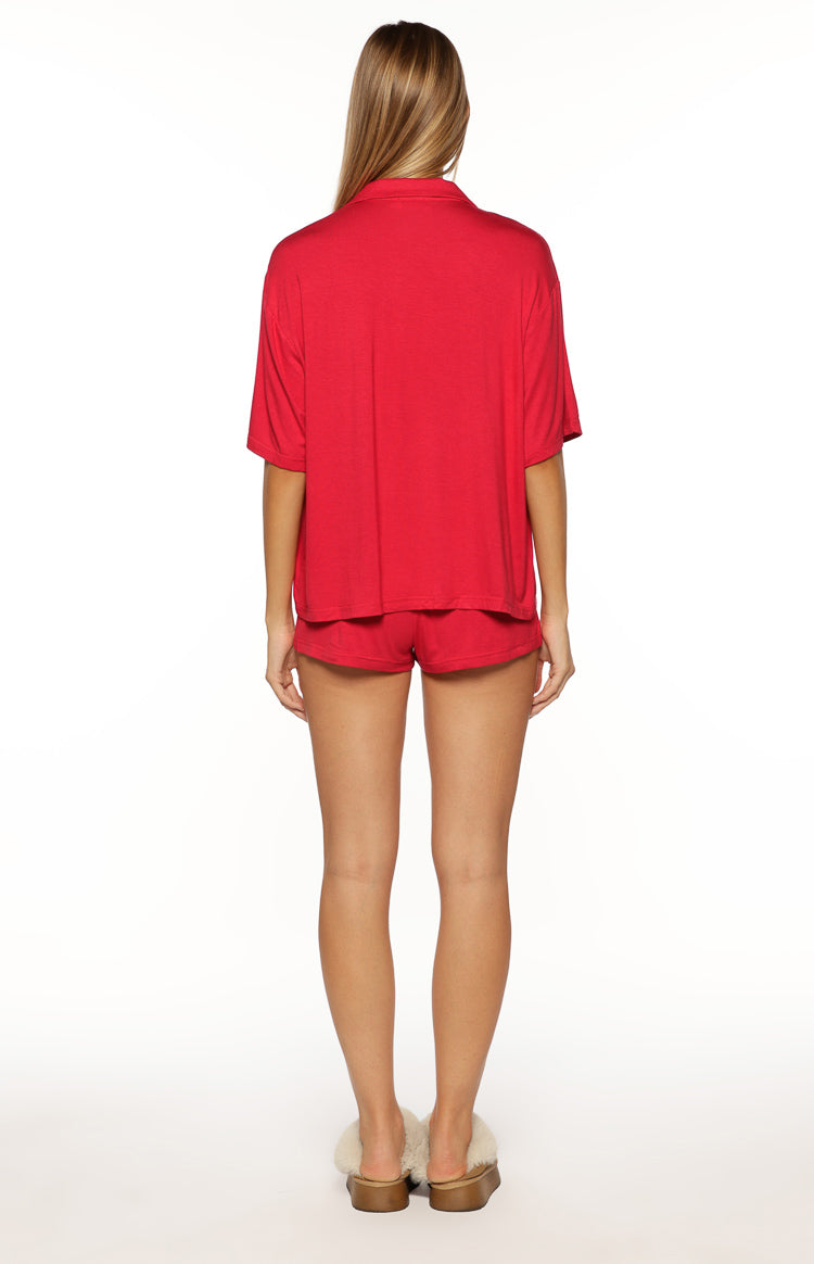 Jamey Burgundy Mini Pajama Shorts Image