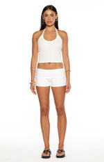 Jannika White Foldover Micro Shorts Image