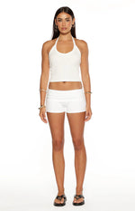 Jannika White Foldover Micro Shorts