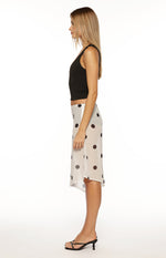 Jordan White Polka Dot Sheer Midi Skirt Image