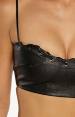 Joyner Black PU Leather Crop Top