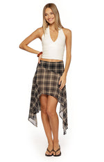 Khalea Blue Plaid Hanky Hem Midi Skirt Image
